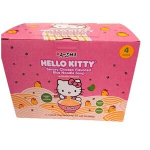 Hello Kitty Sanrio Chicken Flavored Rice Noodle Soup 4Pck VEGAN Gluten Free GIFT